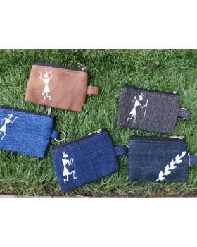 Denim keychain cum coin purse